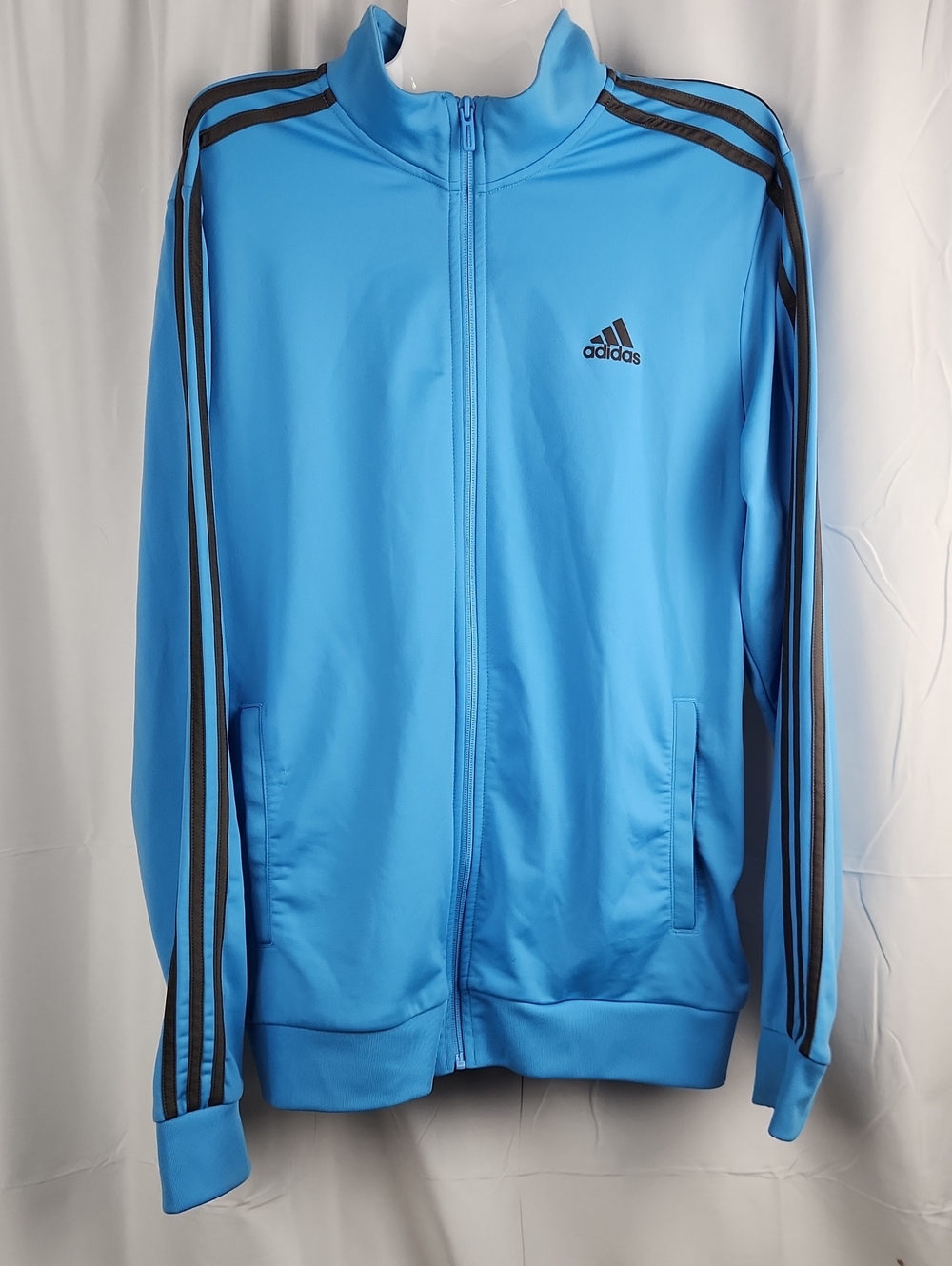 adidas Blue Track Jacket with Black Stripes
